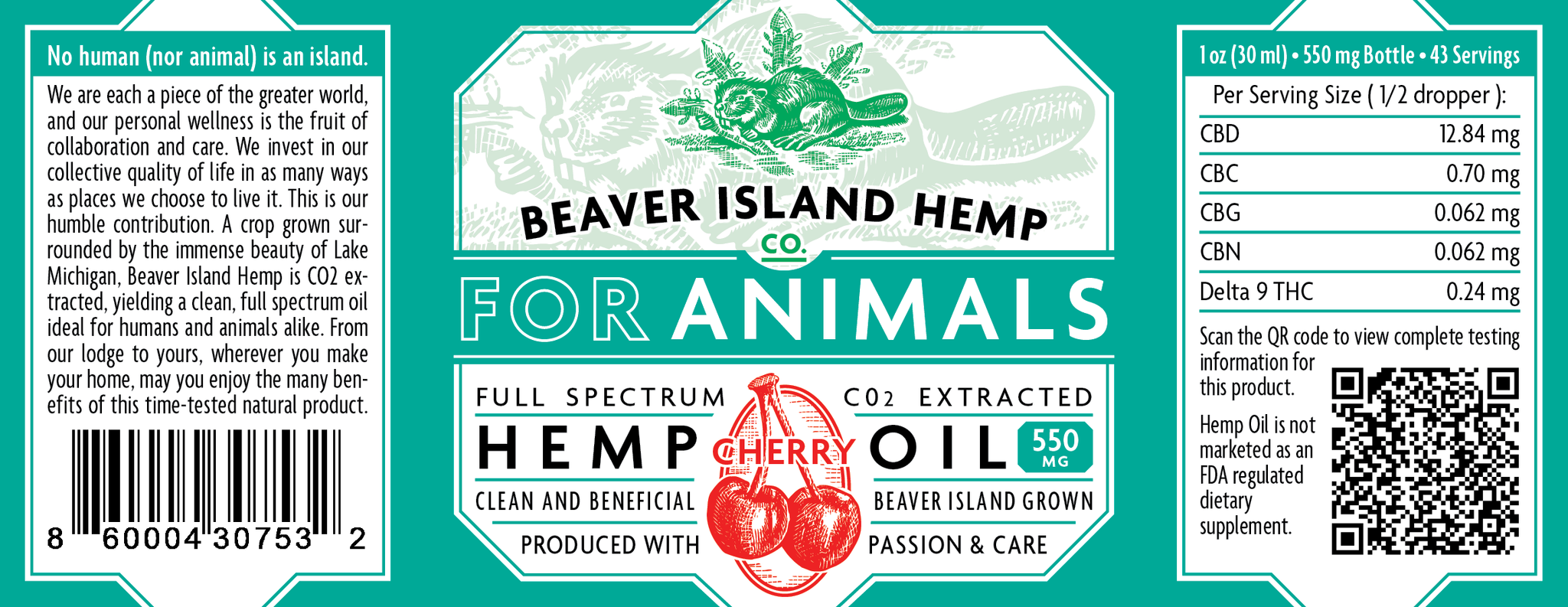 Beaver Island Cherry Hemp Oil for Animals
